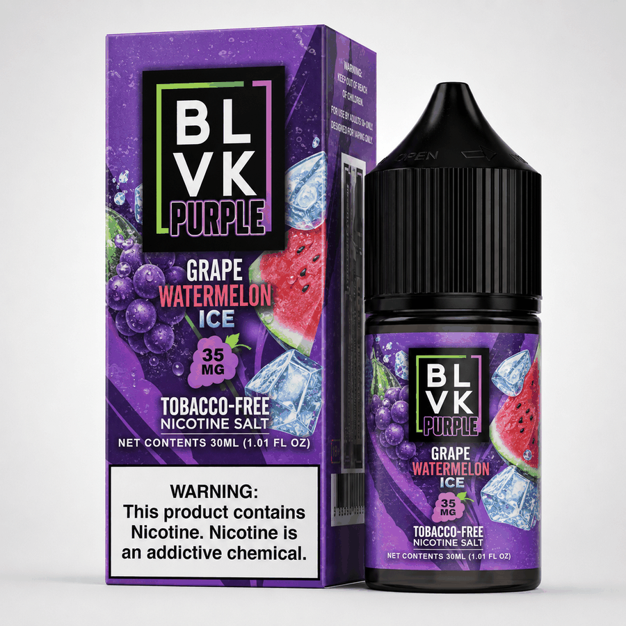 Líquido BLVK Purple Grape Watermelon Ice 35mg Nic Salt 30ml – Uva, Melancia e Ice