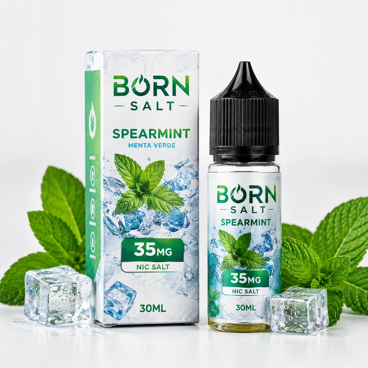 Líquido Born Salt Spearmint 35mg Nic Salt 30ml – Hortelã Refrescante