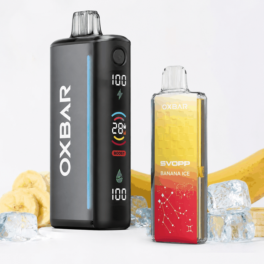 KIT Pod Descartável - Bateria + Refil Oxbar Svopp 32000 puffs - Banana ice