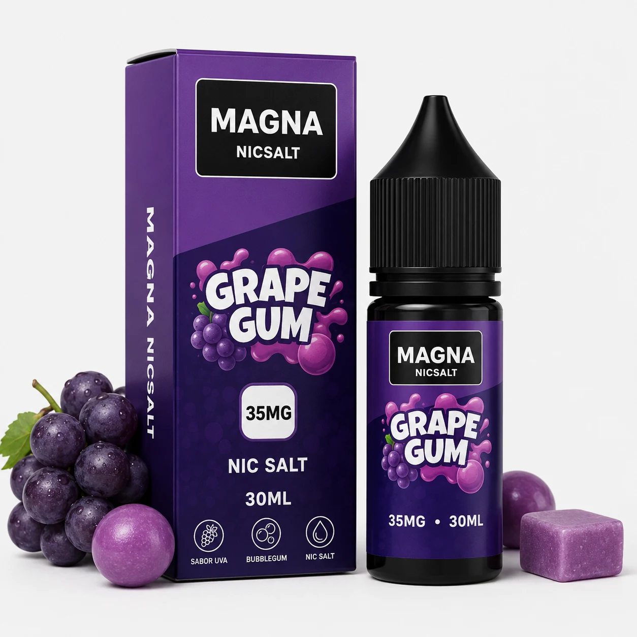 Líquido Magna Nicsalt Grape Gum 35mg 30ml – Chiclete de Uva
