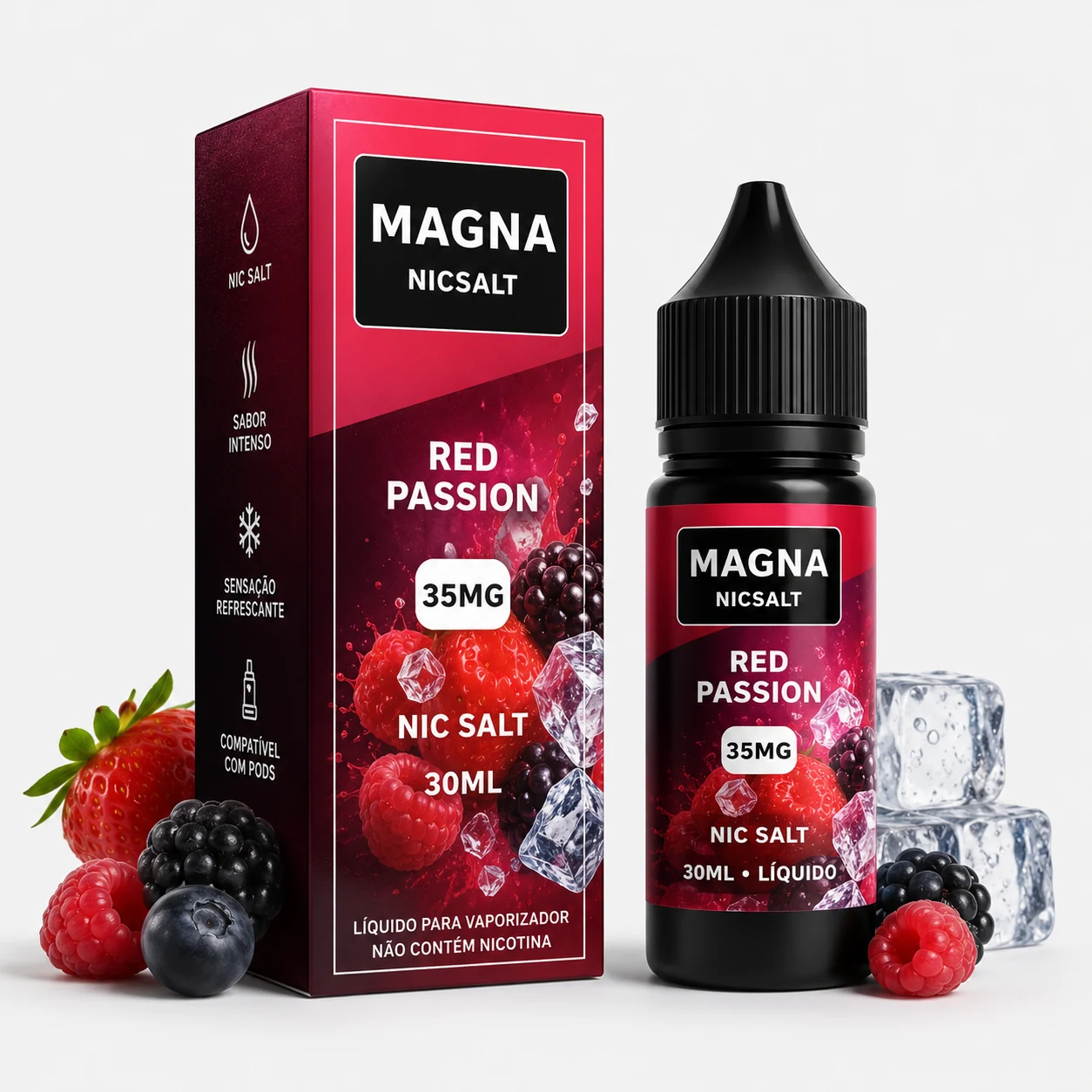 Líquido Magna Nicsalt Red Passion 35mg 30ml – Frutas Vermelhas Intensas
