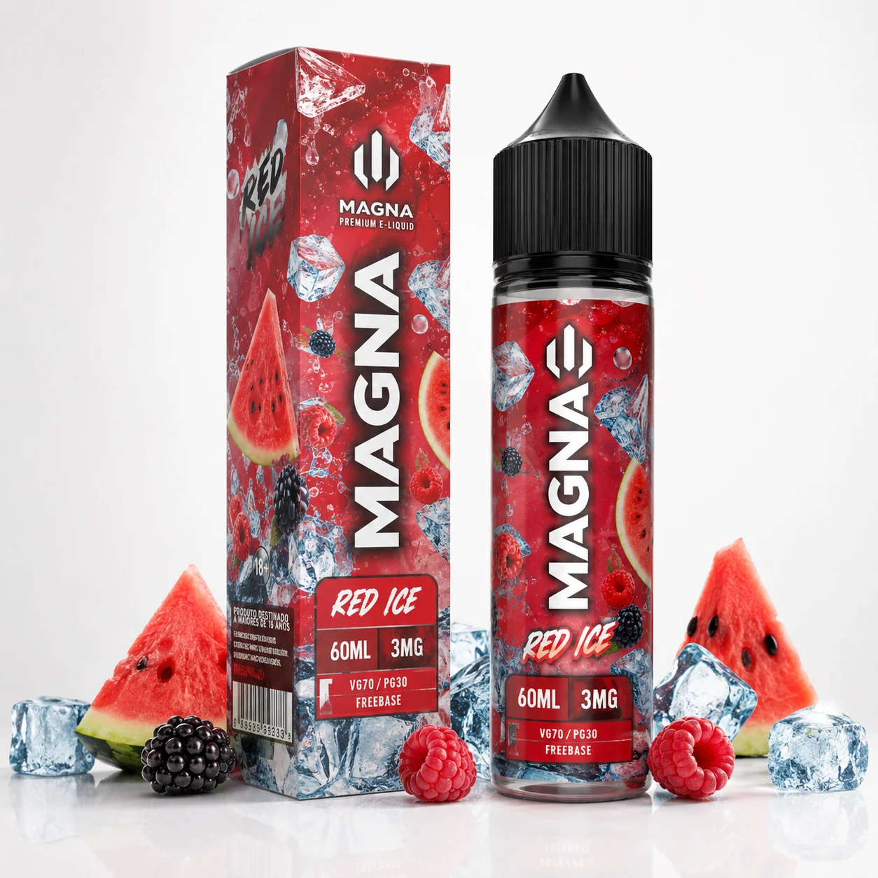 Líquido Magna Red Ice 60ml 3mg Freebase – Frutas Vermelhas com Melancia Ice