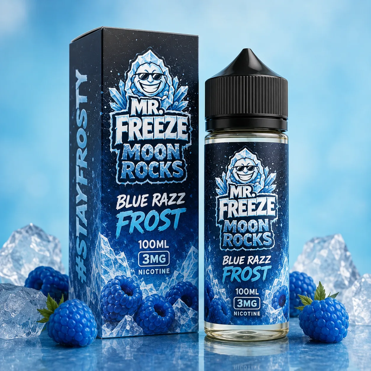 Líquido Mr. Freeze Moon Rocks Blue Razz Frost 100ml 3mg