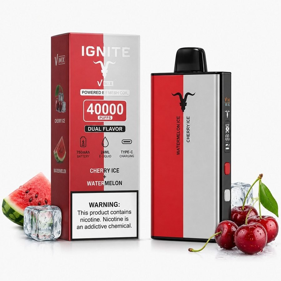 Pod Descartável Ignite V-Mix - 40000 Puffs - Cherry ice/Watermelon