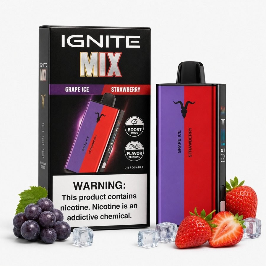 Pod Descartável Ignite V-Mix - 40000 Puffs - Grape ice/Strawberry