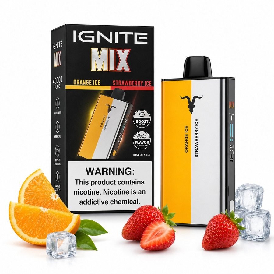 Pod Descartável Ignite V-Mix - 40000 Puffs - Orange ice/Strawberry ice