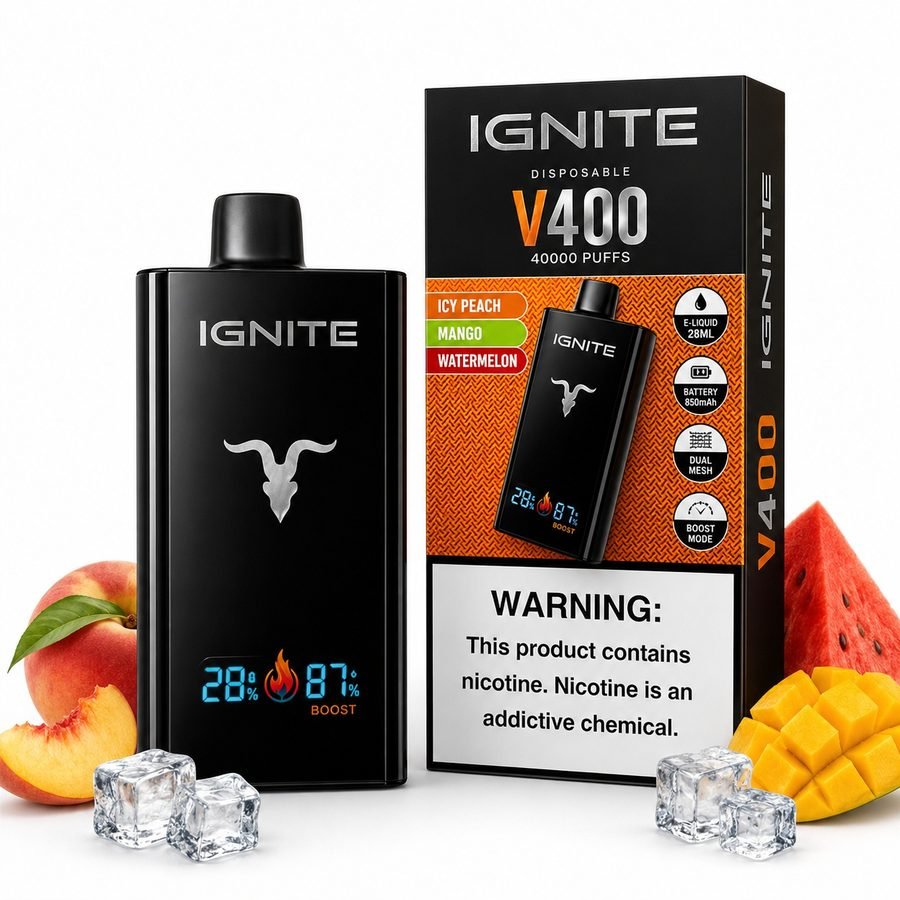 Pod Descartável Ignite V400 - 40000 Puffs - Icy Peach Mango Watermelon